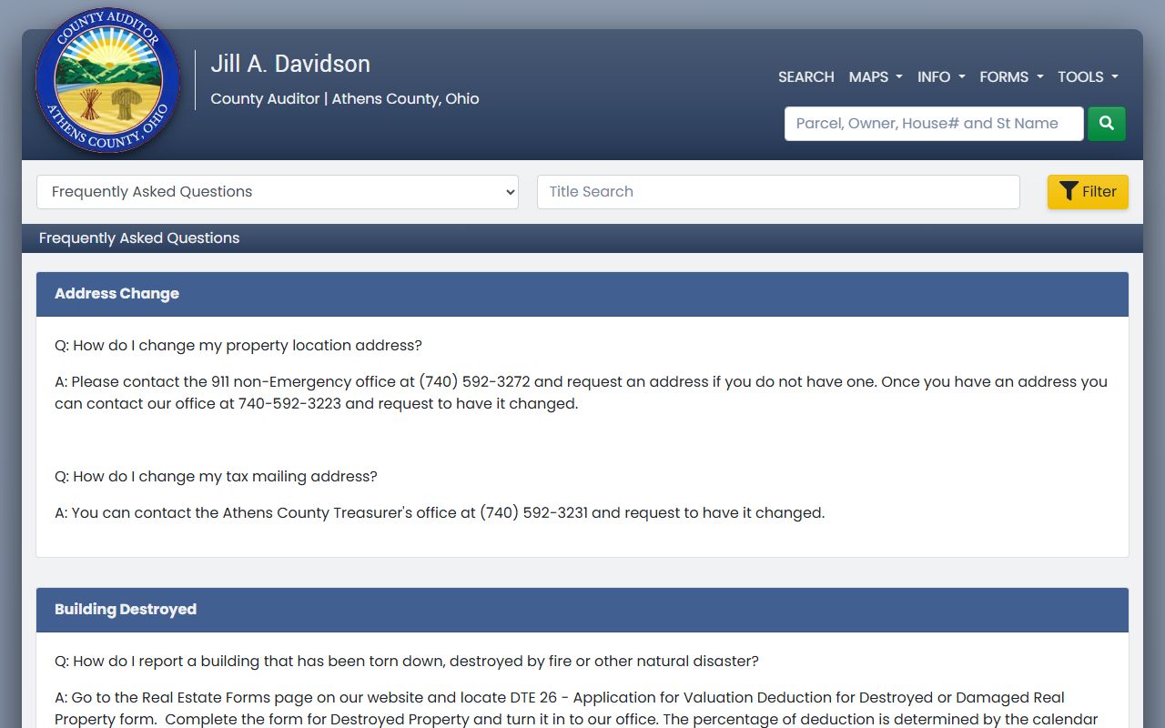 Athens County property records homestead exemption details