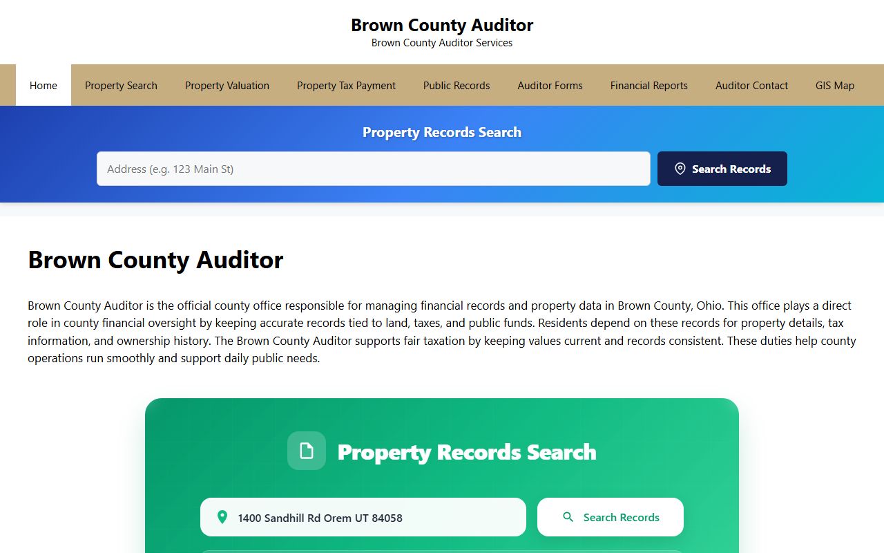 Brown County property records auditor search portal