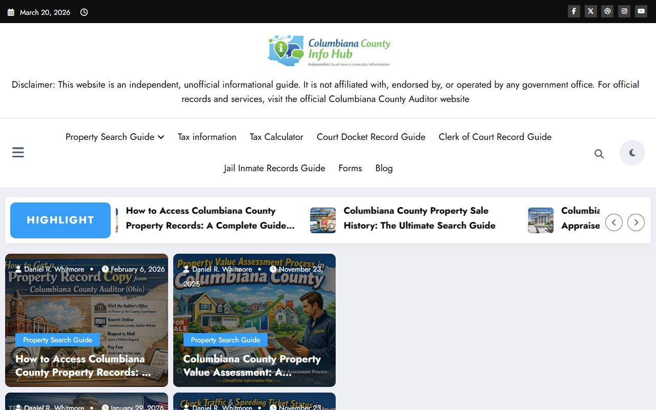 Columbiana County property records auditor search portal