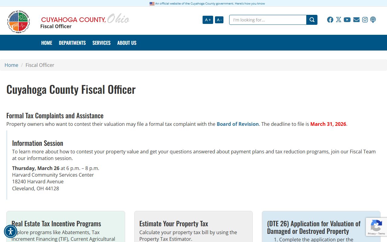 Cuyahoga County property records fiscal officer portal