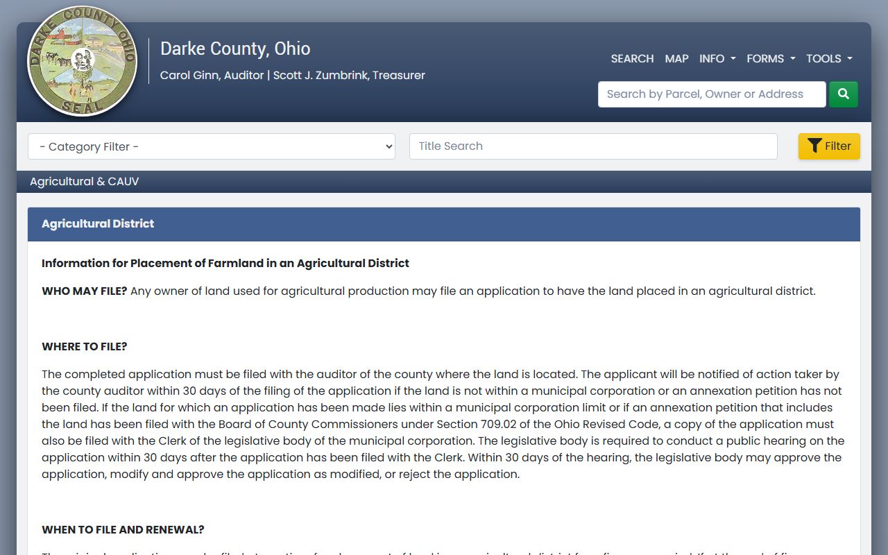 Darke County property records search results