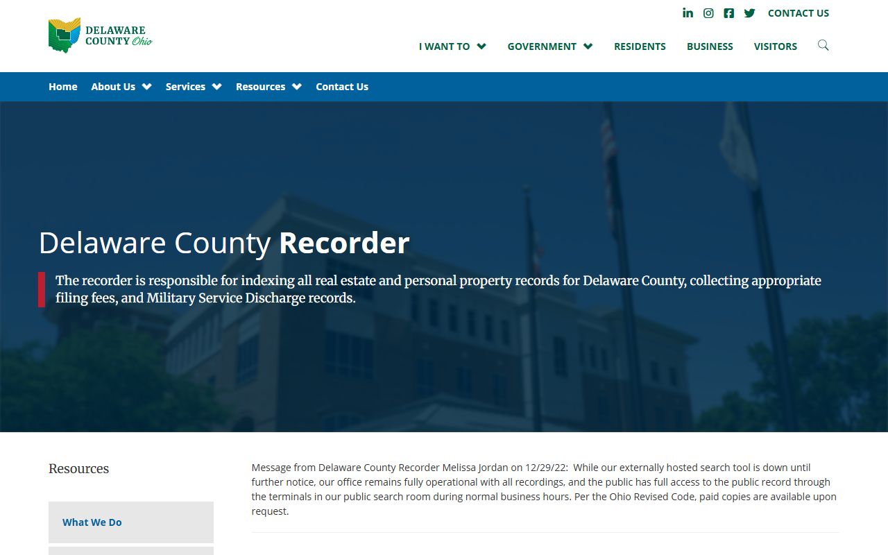Delaware County property records recorder E-Search portal