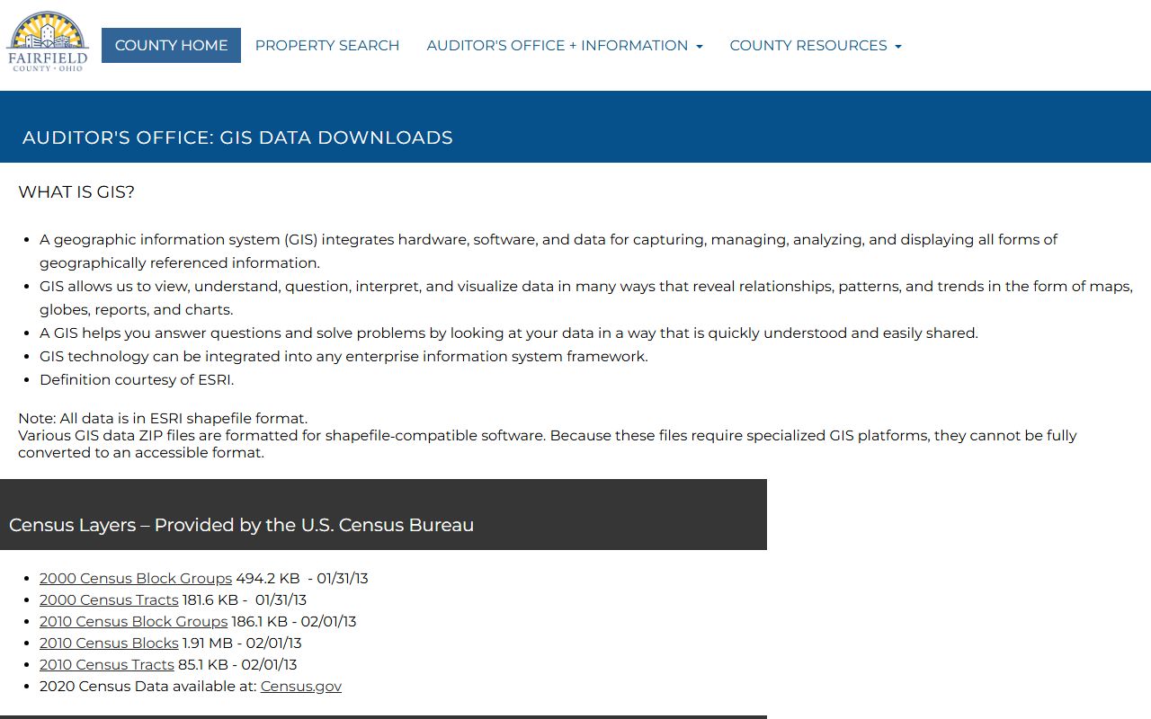 Fairfield County property records GIS data portal