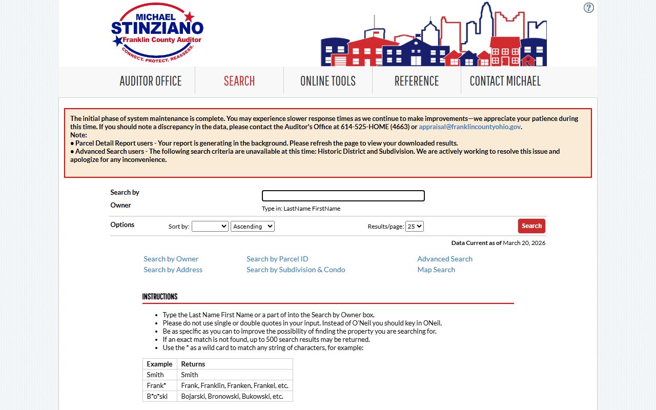 Franklin County property records search tool