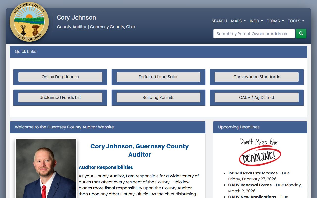Guernsey County property records auditor search portal