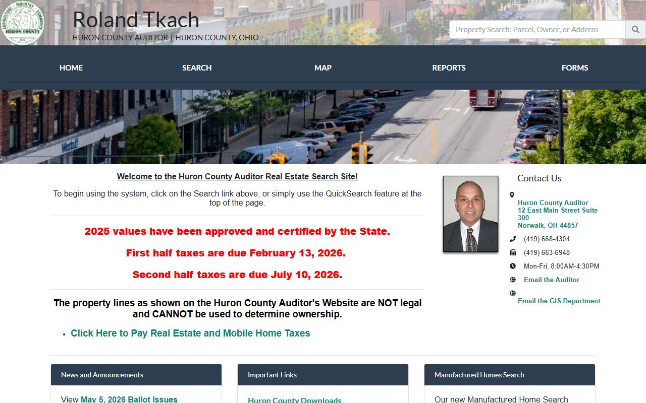 Huron County property records auditor search portal