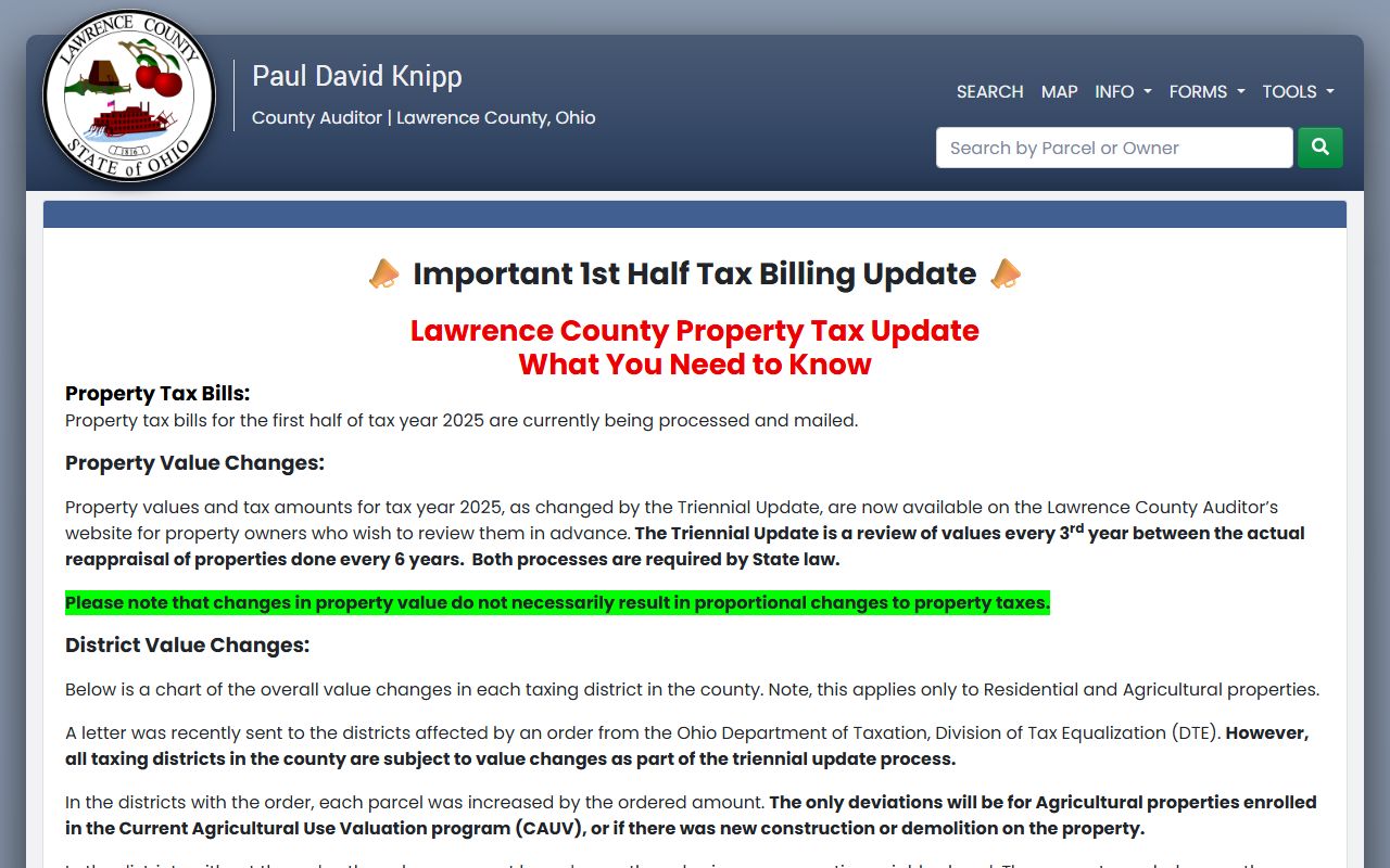 Lawrence County property records auditor search portal