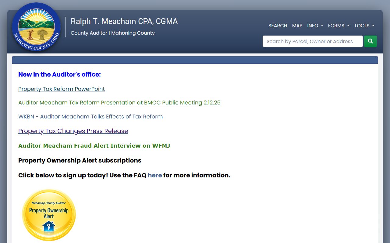 Mahoning County property records auditor search portal