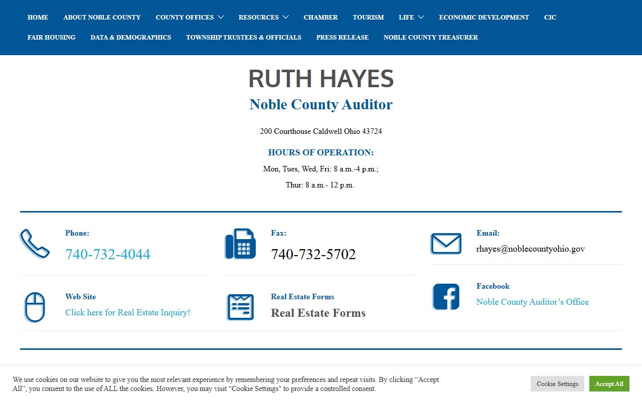 Noble County property records auditor office website