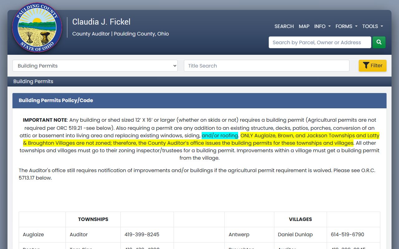 Paulding County property records building permit requirements