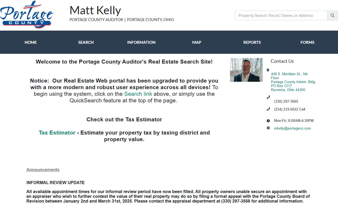 Portage County property records auditor search portal