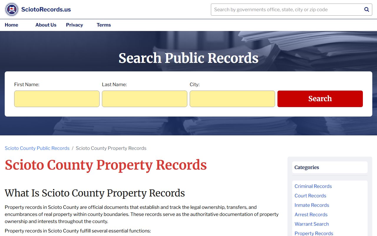 Scioto County property records search portal
