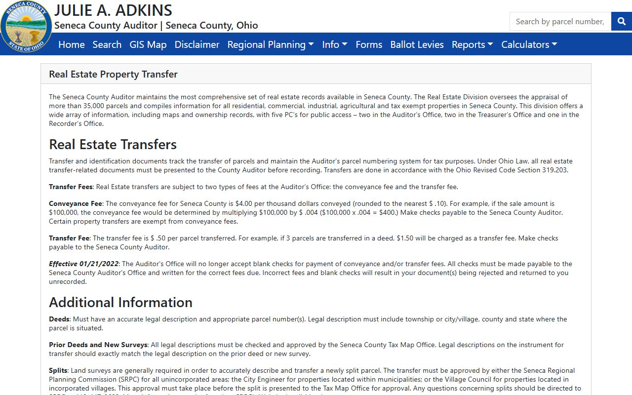 Seneca County property records real estate transfer search