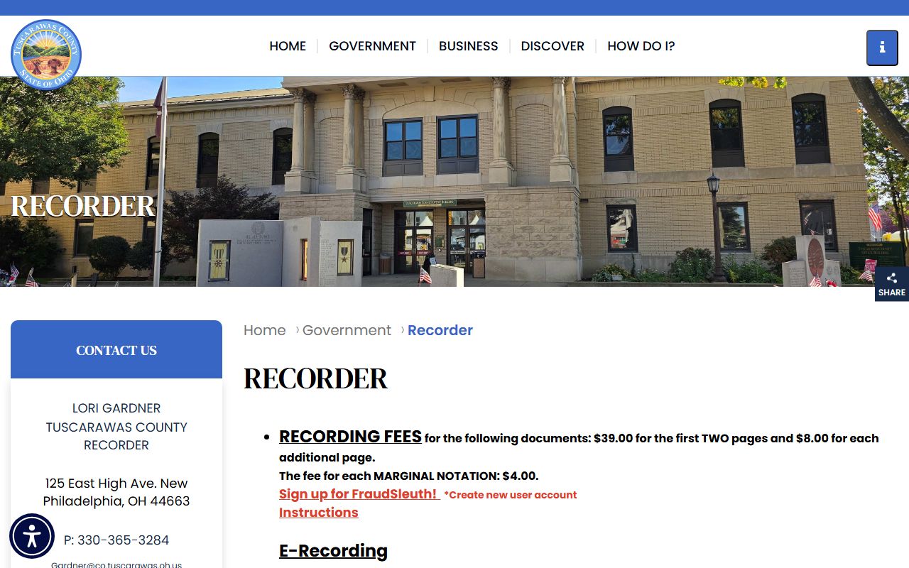 Tuscarawas County property records recorder search portal