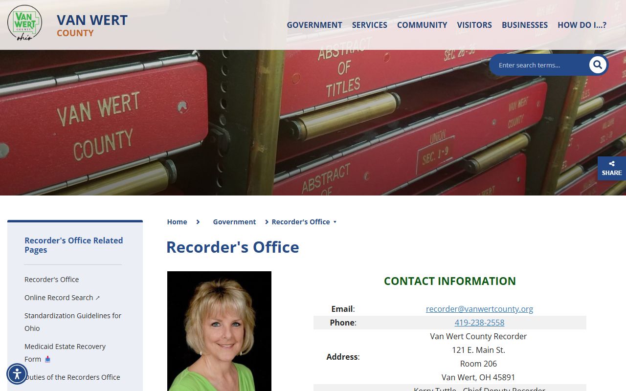 Van Wert County property records recorder office
