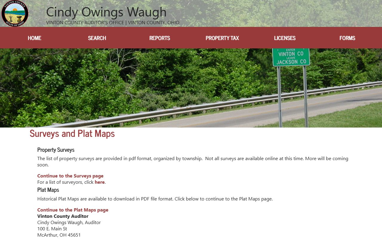 Vinton County property records GIS and survey maps