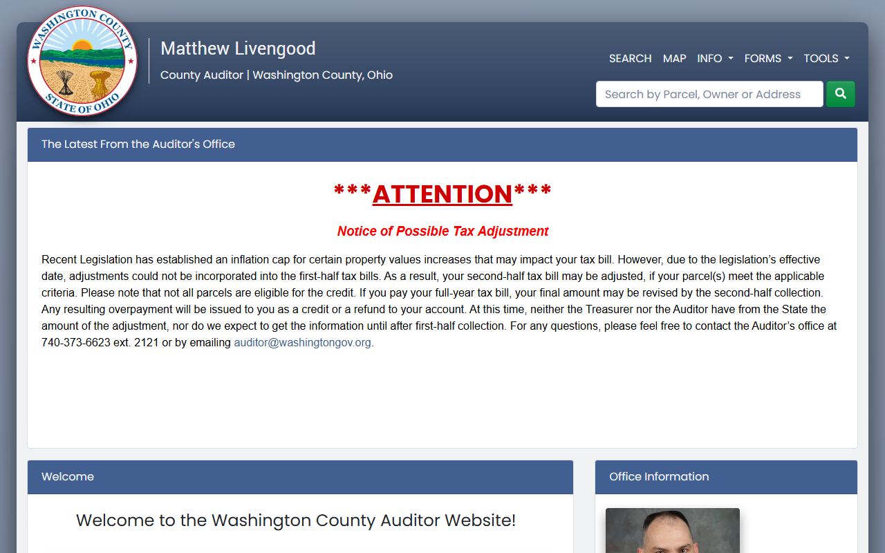 Washington County property records auditor search portal