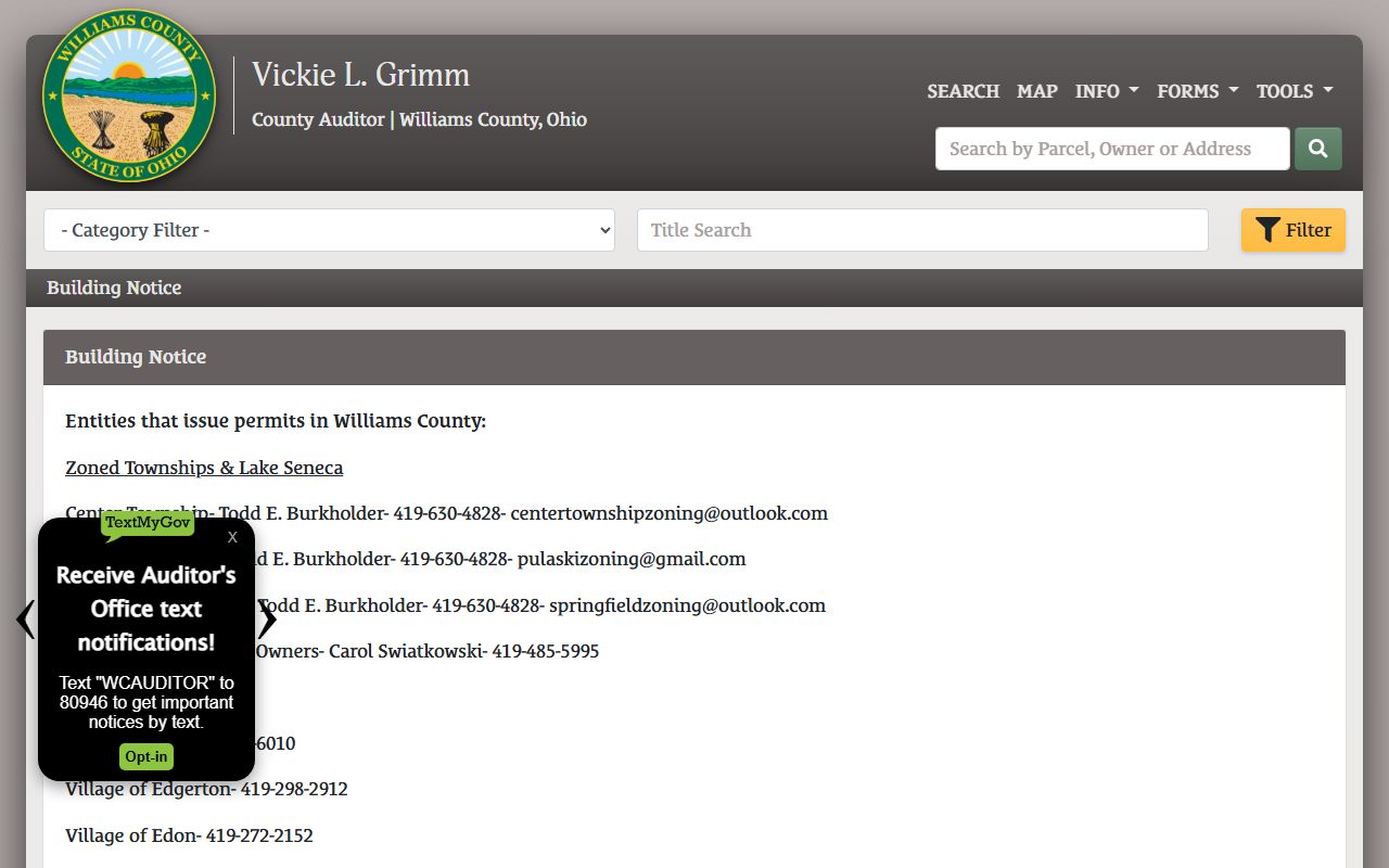 Williams County property records tax and recording information