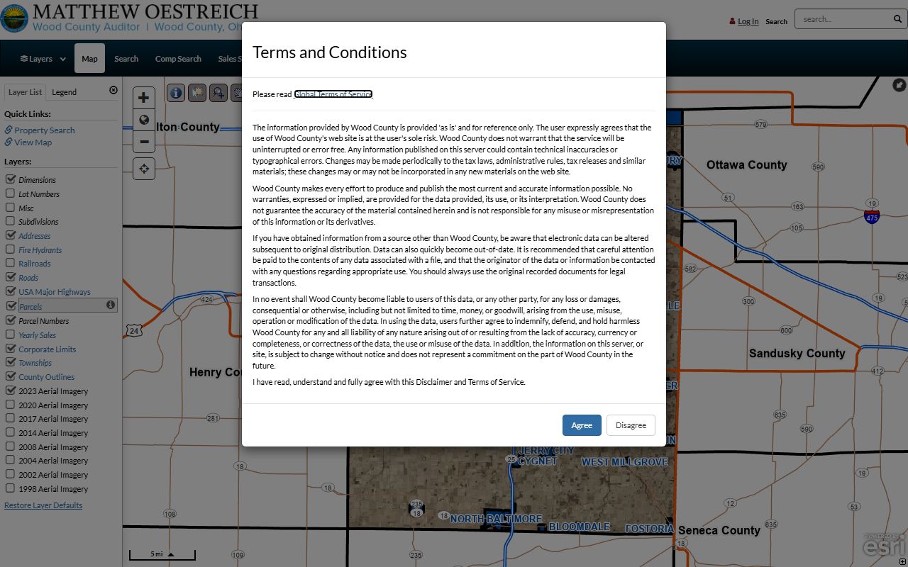 Wood County property records GIS Beacon mapping system